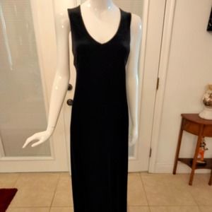 Black velvet V neck long dress  size 14